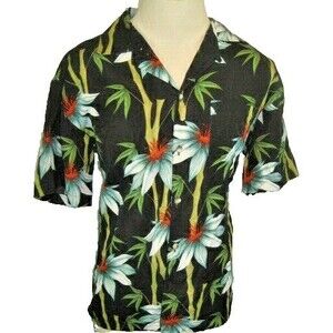Mens Island Blue Floral Aloha Island Hawaiian Casual Shirt sz M